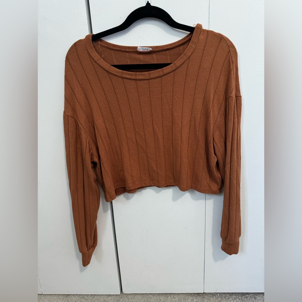 Women's Brown Ribbed Top